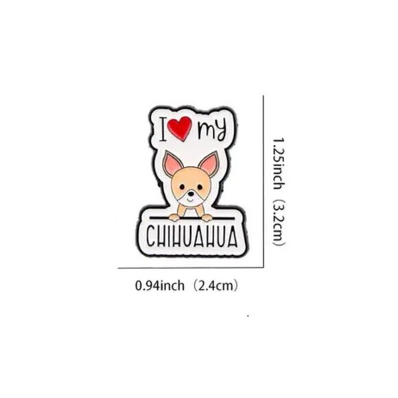 New! I Love my Chihuahua Dog Puppy Enamel Pin Brooch Heart - Picture 5 of 5